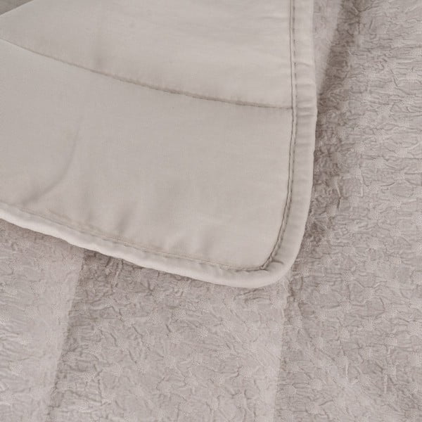 Bēšs stepēts gultas pārklājs 240x260 cm – Ixia-image-1