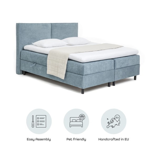 Zila atsperu gulta ar veļas kasti 180x200 cm Elva Bold – Bonami Selection-image-4