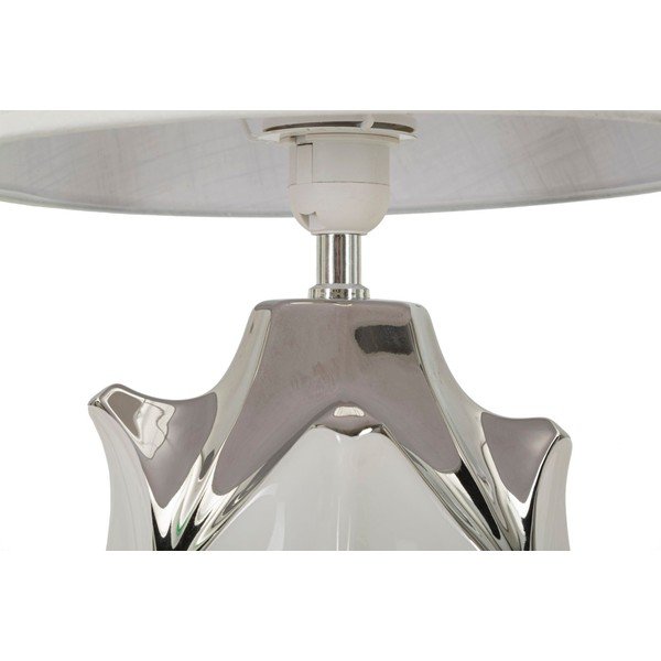 Balta/sudraba krāsas keramikas galda lampa ar auduma abažūru (augstums 51 cm) Shiney – Mauro Ferretti-image-4