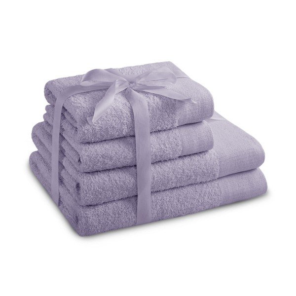 Gaiši violeti frotē kokvilnas dvieļi komplektā (4 gab.) Amari – Restilo