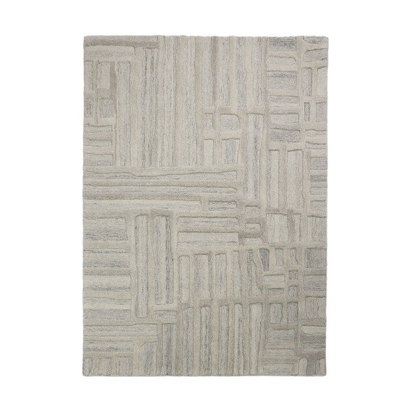Pelēkbēšs ar rokām darināts vilnas paklājs 140x200 cm Elva  – Flair Rugs