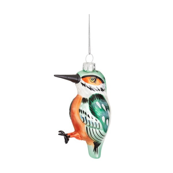 Stikla ar rokām izgatavots Ziemassvētku eglītes rotājums 10,5 cm Kingfisher – Sass & Belle