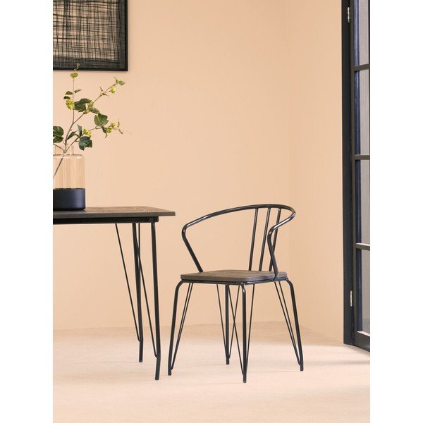 Melns/dabīga toņa gobas masīvkoka pusdienu krēsls District – Premier Housewares-image-3