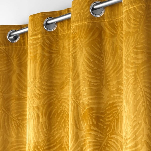 Dzeltens samta aizkars 140x240 cm Analia – douceur d'intérieur-image-1