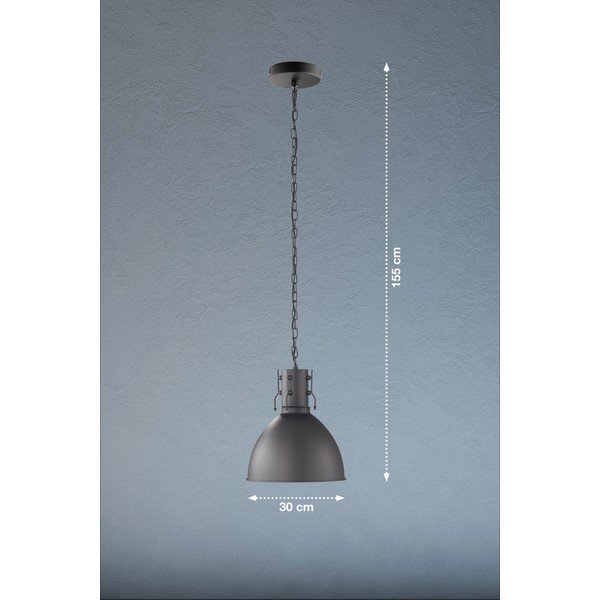 Melna piekaramā lampa ar metāla abažūru ø 30 cm London – Fischer & Honsel-image-1