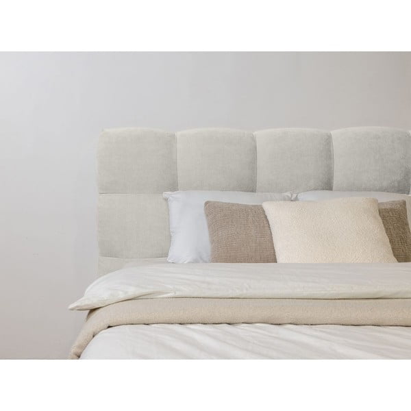 Gaiši pelēka polsterēta divvietīga gulta ar redelēm 160x200 cm Kumo – Bobochic Paris-image-4