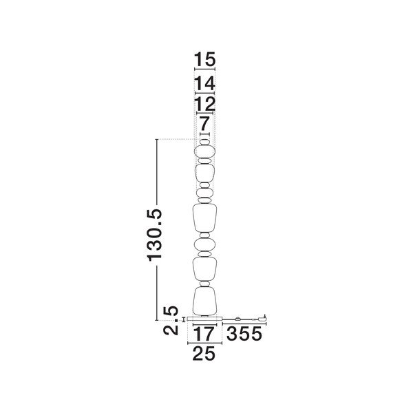 Balta/zelta krāsas metāla LED stāvlampa ar regulējamu spilgtumu ar porcelāna abažūru/ar stikla abažūru (augstums 130,5 cm) Palo – Nova Luce-image-3
