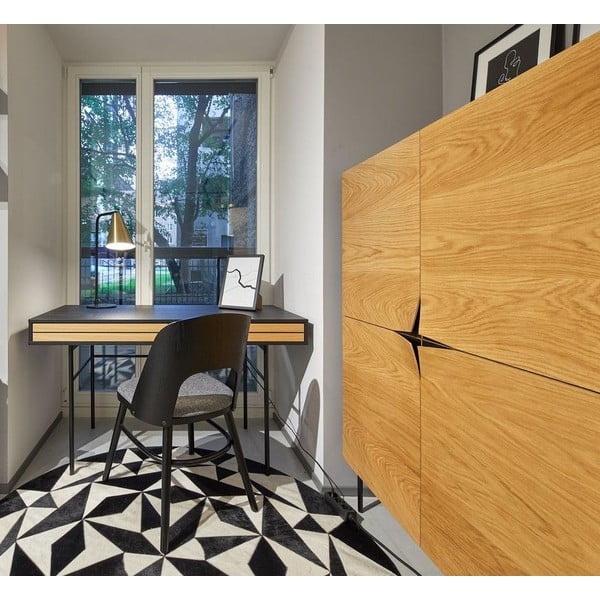 Melns rakstāmgalds Woodman Stripe, 130 x 60 cm-image-1