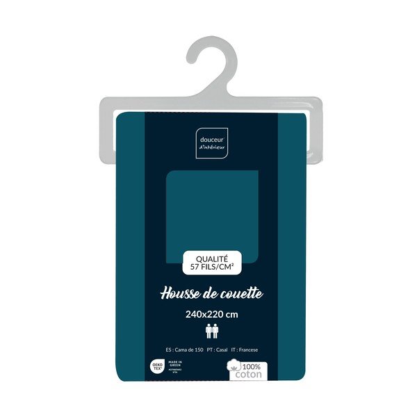 Zaļganzils divguļamais/īpaši garš kokvilnas segas pārvalks 240x220 cm Lina – douceur d'intérieur-image-2