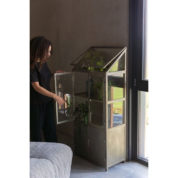 Pelēka metāla vitrīna 64x151x35 cm Monviso – Dutchbone-image-1