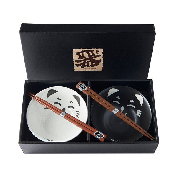 2 bļodiņu un irbulīšu komplekts MIJ Cat Face-image-2