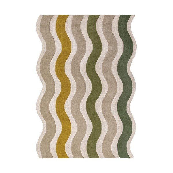 Zaļš/dabīga toņa ar rokām darināts vilnas paklājs 200x290 cm Cascade Wool – Flair Rugs