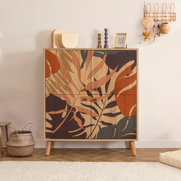 Dabīga toņa skapītis ar ozolkoka imitāciju 95x111 cm Multilux – Kalune Design-image-1