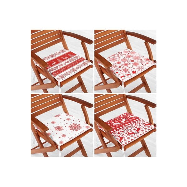 Sēdekļa spilveni ar Ziemassvētku motīvu (4 gab.) 40x40 cm Snowflakes – Mila Home-image-1
