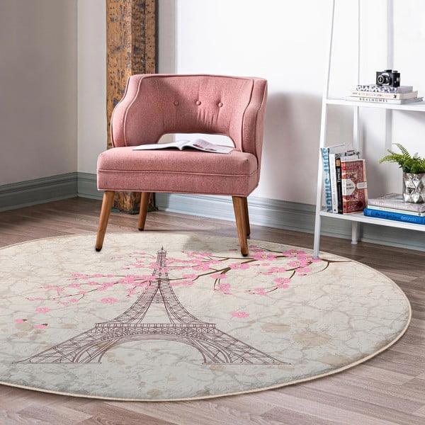 Gaiši rozā mazgājams robotu putekļu sūcējiem piemērots apaļš paklājs ø 120 cm Comfort – Mila Home-image-1