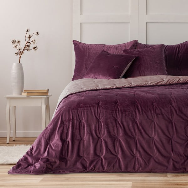 Violeta samta gultas pārklājs DecoKing Daisy, 210 x 170 cm