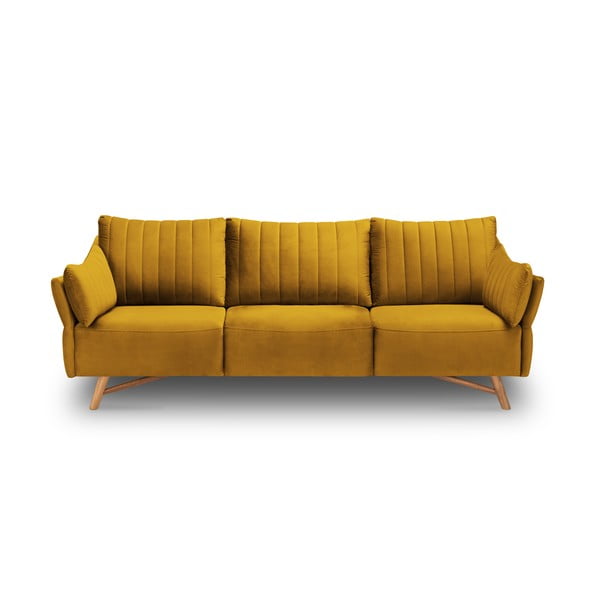 Dzeltens samta trīsvietīgs dīvāns Interieurs 86 Elysée, 232 cm