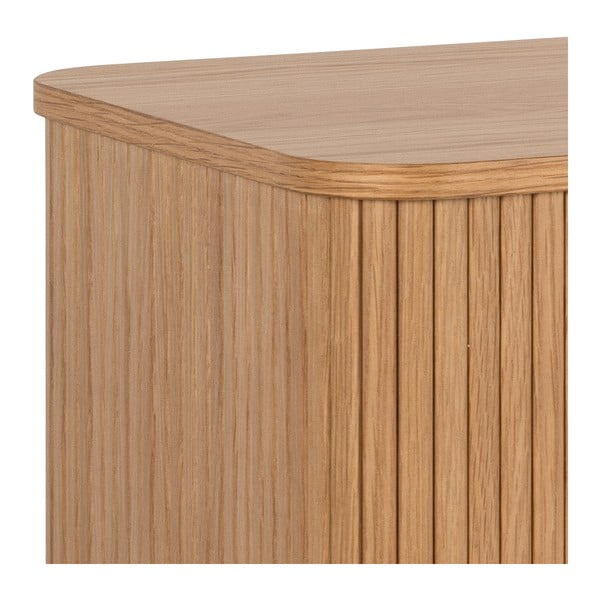 Dabīga toņa zema kumode ar ozolkoka imitāciju un bīdāmām durvīm 160x80 cm Langley – Actona-image-4