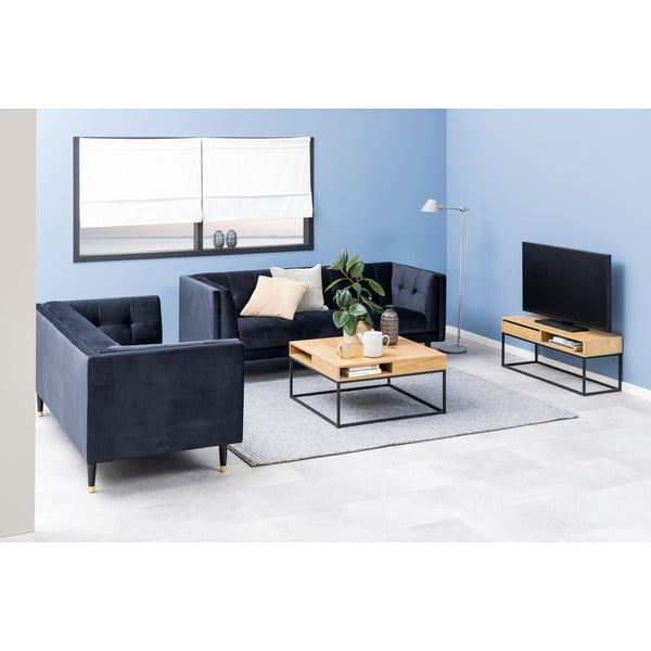 Tumša dabīga toņa žurnālgaldiņš ar ozolkoka imitācijas galda virsmu 80x80 cm Willford – Actona-image-4