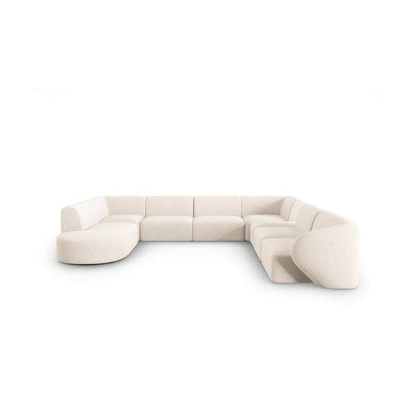 Krēmkrāsas stūra dīvāns (ar labo stūri/U veida) Shane – Micadoni Home