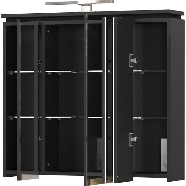 Antracīta pelēks vannas istabas skapītis ar spoguli un apgaismojumu 76x74 cm Modesto – Germania-image-2