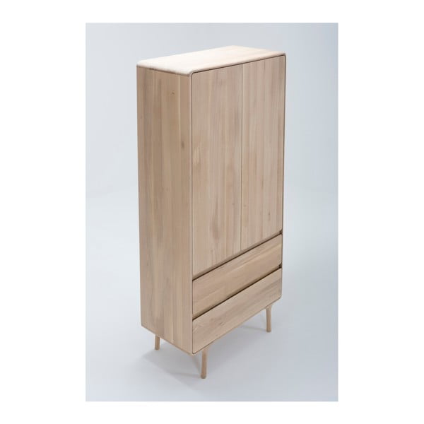 Masīvkoka drēbju skapis ar 2 atvilktnēm Gazzda Fawn-image-4