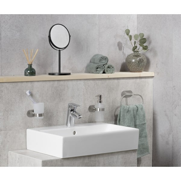 Matētas sudraba krāsas stikla pašlīmējošs trauks zobu birstei Orea – Wenko-image-2