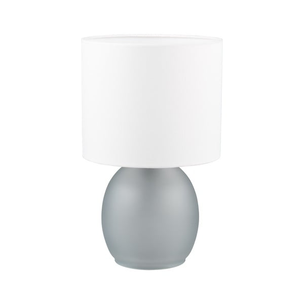 Balta/sudraba krāsas galda lampa ar auduma abažūru (augstums 29 cm) Vela – Trio