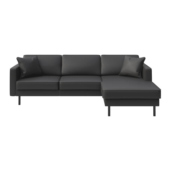 Tumši pelēks ādas stūra dīvāns (labais stūris) Kobo – MESONICA