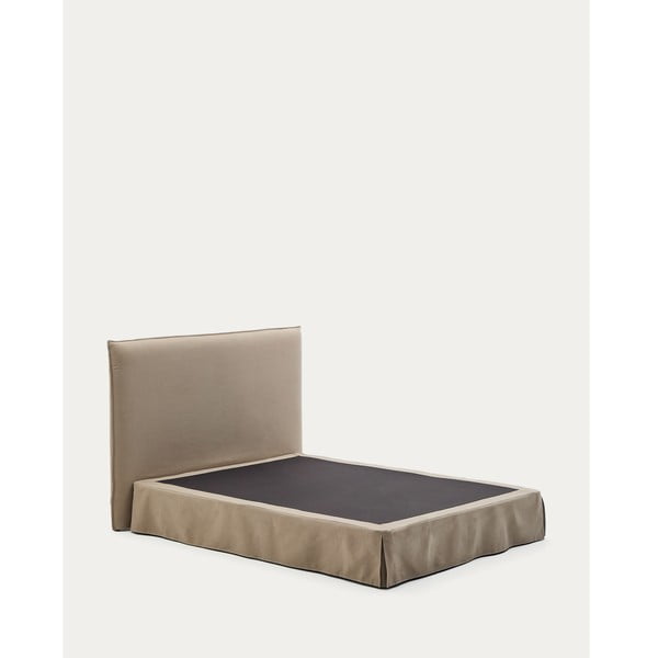 Pelēkbrūna polsterēta divvietīga gulta 160x200 cm Jaira – Kave Home-image-3