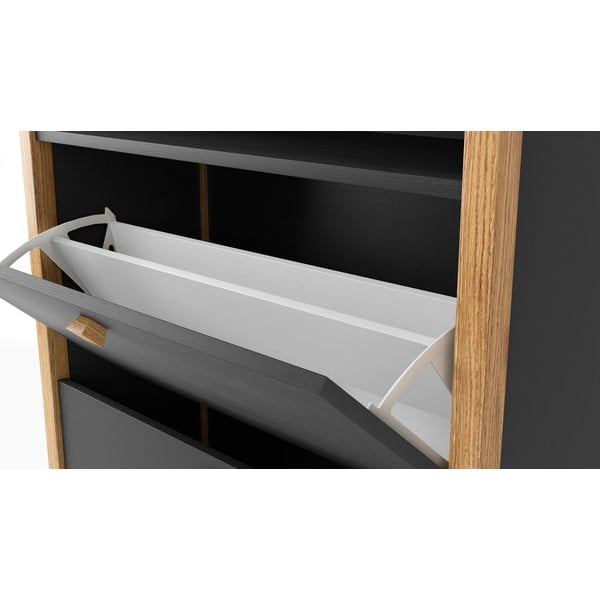 Tumši pelēks apavu skapis ar divām atvilktnēm Woodman Bode-image-4