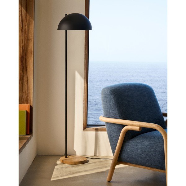 Melna/dabīga toņa stāvlampa ar metāla abažūru (augstums 150 cm) Catlar – Kave Home-image-1