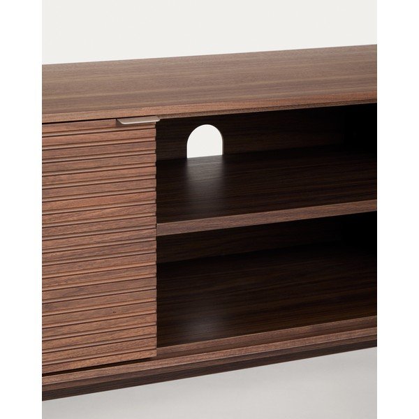 Tumša dabīga toņa TV galdiņš ar riekstkoka imitāciju 150x46x40 cm Norlen – Kave Home-image-2