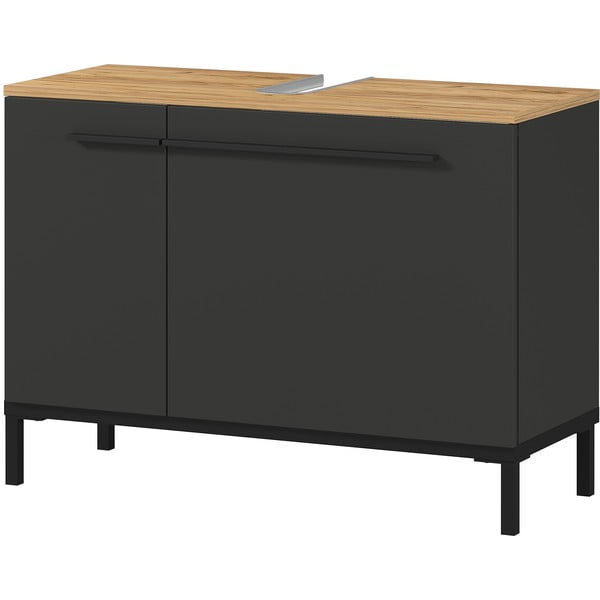 Tumši pelēks skapītis zem izlietnes ar ozolkoka imitāciju 80x59 cm Yonkers – Germania-image-3