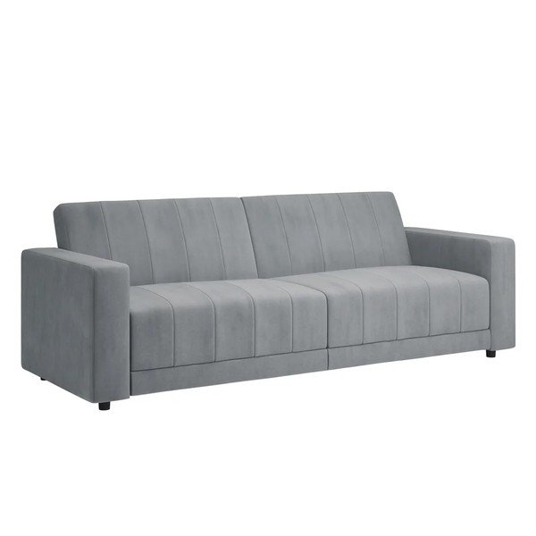 Gaiši pelēks samta regulējams/salokāms dīvāns 225 cm Allie – Støraa