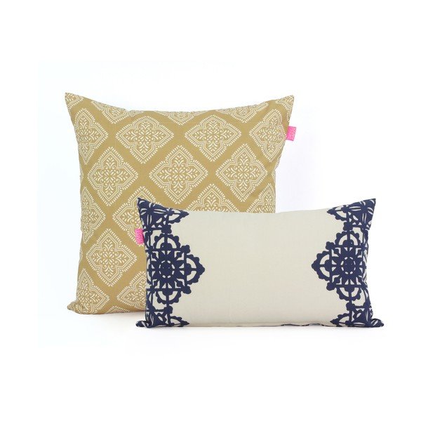 2 kokvilnas spilvendrānu komplekts Happy Friday Izšūšana-image-2