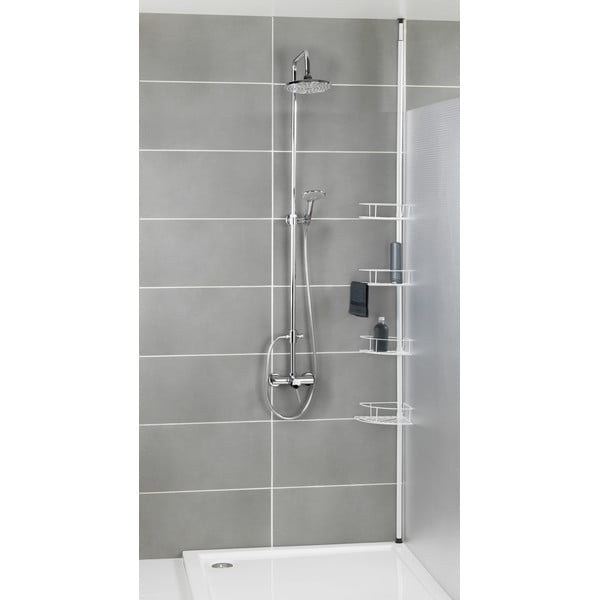 Balts stūra nerūsējošā tērauda izvelkams vannas istabas plaukts Dolcedo – Wenko-image-1