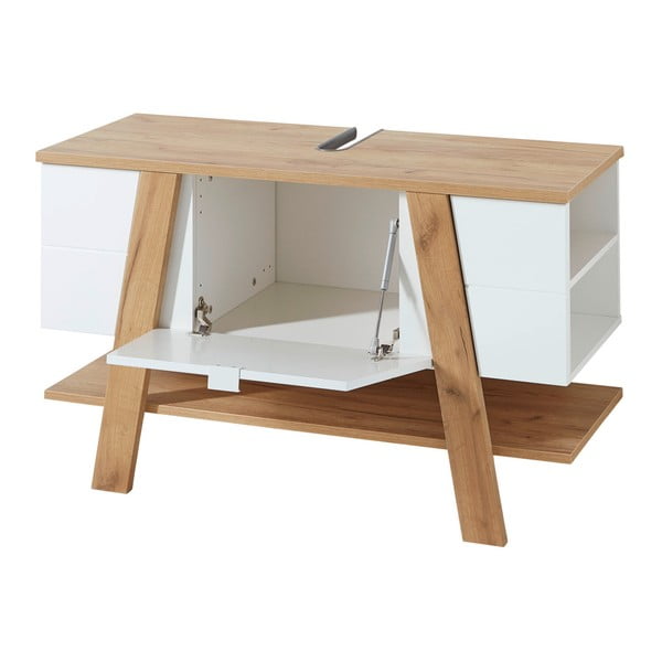 Balts skapītis zem izlietnes ar ozolkoka imitāciju 111x67 cm Novolino – Germania-image-3