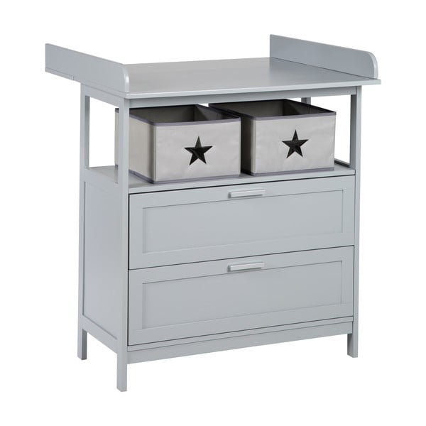 Pelēka bērnu kumode ar pārtinamo galdiņu 87x100x75 cm Hamburg – Roba