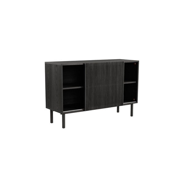 Melns skapītis ar oškoka imitāciju ar bīdāmām durvīm 124x80x45 cm Sion – Jotex-image-2