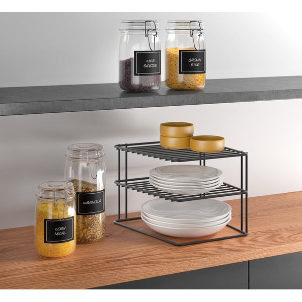 Melns nerūsējošā tērauda papildu virtuves plaukts 25x25 cm Palio – Metaltex-image-1