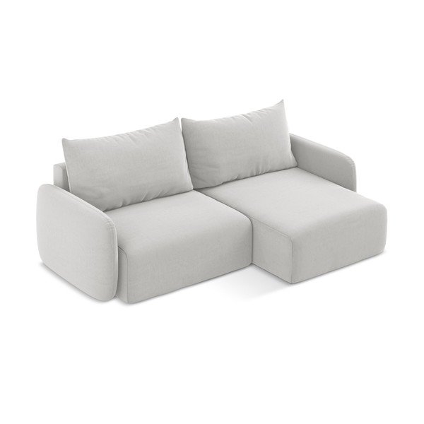 Gaiši pelēks samta salokāms stūra dīvāns ar uzglabāšanas vietu (ar labo stūri/ar zvilni) Kalena – Makamii-image-3