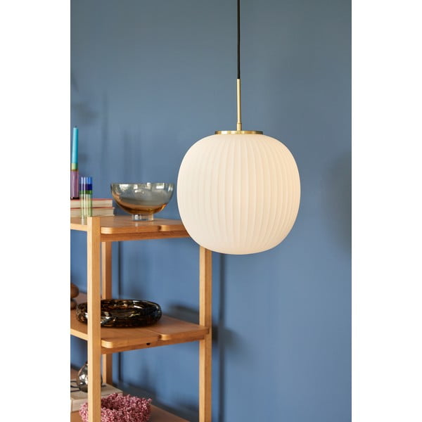 Balta piekaramā lampa ar stikla abažūru ø 32 cm Serene – Hübsch-image-2
