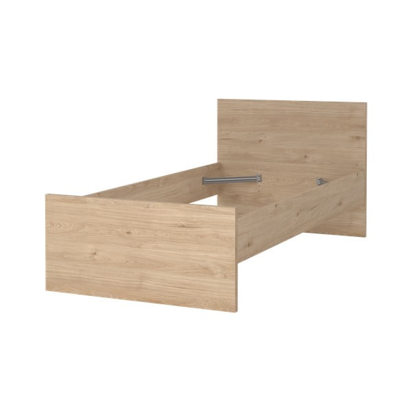 Dabīga toņa vienvietīga gulta ar ozolkoka imitāciju 90x190 cm Naia – Tvilum-image-3