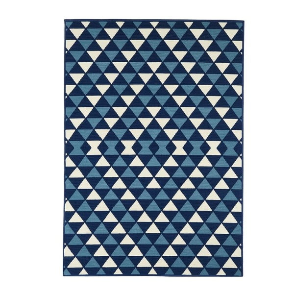 Tumši zils āra paklājs Floorita Triangles, 160 x 230 cm