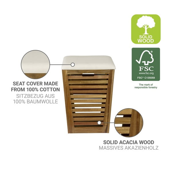 Tumša dabīga toņa koka veļas grozs 55 l Fondi – Wenko-image-2