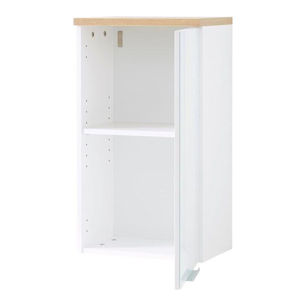 Balts dabīga toņa piekaramais vannas istabas skapītis ar ozolkoka imitāciju 39x69 cm Pescara – Germania-image-2