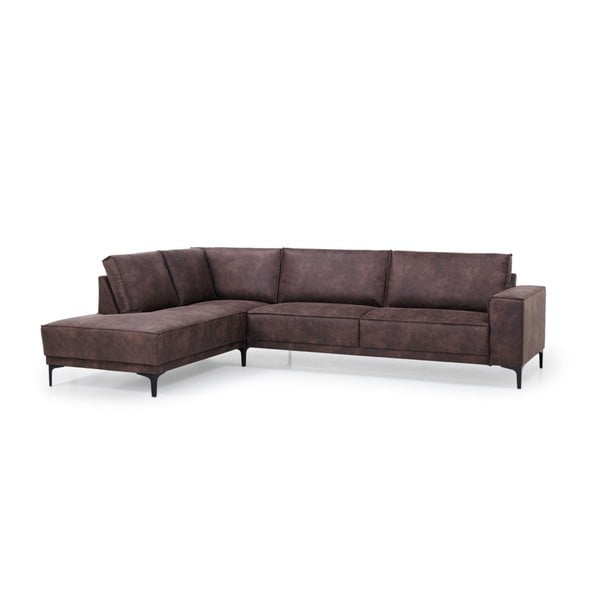 Brūns stūra dīvāns no ādas imitācijas (ar kreiso stūri) Copenhagen – Scandic-image-2