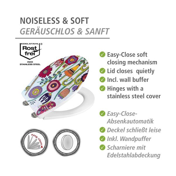 Automātiski aizverams tualetes poda sēdeklis 37x44,5 cm Rollin'Art Full Bloom – Wenko-image-4