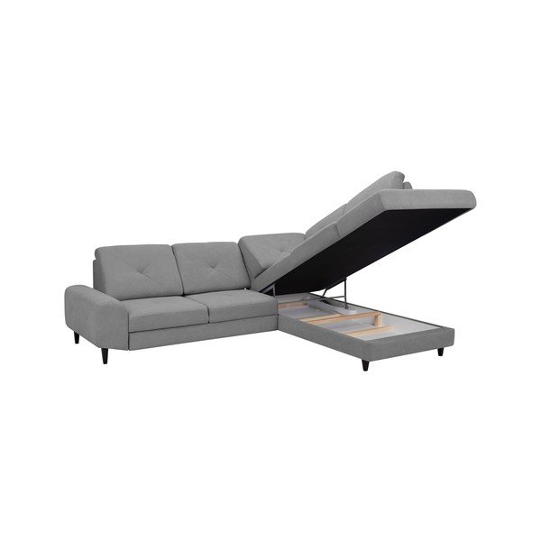Gaiši pelēks stūra dīvāns ar uzglabāšanas vietu Windsor & Co Sofas, labais stūris Beta-image-4